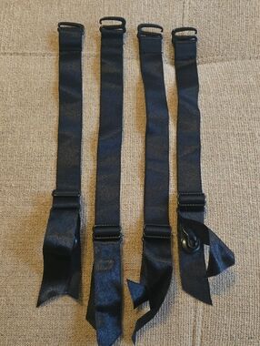Black Adjustable Satin Garters (Set of 4)